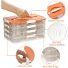 BTSKY Plastic Food Storage Container with lids, Dumpling Storage Box, Cookie Carrier Cookie Sheet with Lid, Portable Large Food Container for Snack, Fruit, Vegetables, Meat, Wontons(3-Layer, Orange)(Orange-4 Layer)
