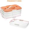 BTSKY Plastic Food Storage Container with lids, Dumpling Storage Box, Cookie Carrier Cookie Sheet with Lid, Portable Large Food Container for Snack, Fruit, Vegetables, Meat, Wontons(3-Layer, Orange)(Orange-3 Layer)