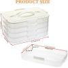 BTSKY Plastic Food Storage Container with lids, Dumpling Storage Box, Cookie Carrier Cookie Sheet with Lid, Portable Large Food Container for Snack, Fruit, Vegetables, Meat, Wontons(3-Layer, Orange)(White-4 Layer)