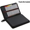 BTSKY® Portable Canvas Zippered Colored Pencil Case-Super Large Capacity 72 Slot Pencil Bag Pouch for Watercolor Pencils(Black)(Black)