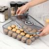 BTSKY Premium Plastic Egg Holder for Fridge – 24 Egg Refrigerator Container, Organizer with Time Reminder and Lid(Large-hold 24 eggs)