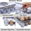 BTSKY Premium Plastic Egg Holder for Fridge – 24 Egg Refrigerator Container, Organizer with Time Reminder and Lid(Small-hold 18 eggs)