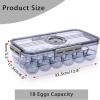 BTSKY Premium Plastic Egg Holder for Fridge – 24 Egg Refrigerator Container, Organizer with Time Reminder and Lid(Small-hold 18 eggs)