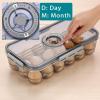 BTSKY Premium Plastic Egg Holder for Fridge – 24 Egg Refrigerator Container, Organizer with Time Reminder and Lid(Small-hold 18 eggs)