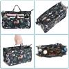 BTSKY Printing Handbag Organizers Inside Purse Insert – High Capacity 13 Pockets Bag Tote Organizer with Handle(Blue Lotus)(Black Animal)