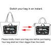 BTSKY Printing Handbag Organizers Inside Purse Insert – High Capacity 13 Pockets Bag Tote Organizer with Handle(Blue Lotus)(Black Bag White Flower)