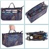 BTSKY Printing Handbag Organizers Inside Purse Insert – High Capacity 13 Pockets Bag Tote Organizer with Handle(Blue Lotus)(Blue Lotus)