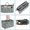 BTSKY Printing Handbag Organizers Inside Purse Insert – High Capacity 13 Pockets Bag Tote Organizer with Handle(Blue Lotus)(Colorful Flower)