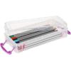 BTSKY Set of 6 Large Capacity Pencil Box, Office Supplies Storage Organizer, Brush Painting Pencils Container for Watercolor Pens and Drawing Tools (Black)(Purple)