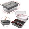 BTSKY Stack & Carry Box, Clear Plastic Storage Container Stackable Home Utility Box with Removable Tray Multi-Purpose Storage Bin for Organizing Stationery, Sewing, Art Craft Supplies(Blue)(Black)