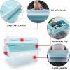 BTSKY Stack & Carry Box, Clear Plastic Storage Container Stackable Home Utility Box with Removable Tray Multi-Purpose Storage Bin for Organizing Stationery, Sewing, Art Craft Supplies(Blue)(Blue)