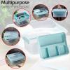 BTSKY Stack & Carry Box, Clear Plastic Storage Container Stackable Home Utility Box with Removable Tray Multi-Purpose Storage Bin for Organizing Stationery, Sewing, Art Craft Supplies(Blue)(Blue)
