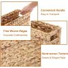 BTSKY Woven Magazine Holder, Water Hyacinth Magazine Basket, Natural Narrow Storage Basket Bin for Books & Files, Magazine Rack with Built-in-Handle for Home, Office & Desk – 15.4×5.5×9.8 Inch