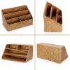 BTSKY Woven Storage Basket Natural Seagrass Vertical Wicker Storage Baskets with 4 Compartments Desk Organizers and Storage Magazine File Holder Home Office Supplies Sorter Rack, Caramel(Caramel)