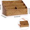BTSKY Woven Storage Basket Natural Seagrass Vertical Wicker Storage Baskets with 4 Compartments Desk Organizers and Storage Magazine File Holder Home Office Supplies Sorter Rack, Caramel(Caramel)