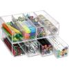 BTSKY 2 Pack Acrylic Desktop Drawers, Clear Desk Storage Box, Stacking Desktop Organizer with 4 Sliding Drawers, USTRAM-35506