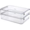 BTSKY 2 Pack Plastic Storage Containers with Lids, Portable Project Case Document Organizer Stackable Plastic File Storage Box for A4 File Paper Documents Scrapbook Art Supplies&Crafts(Big, White)(White)
