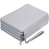 BTSKY 200 Slots Colored Pencil Organizer – Deluxe PU Leather Pencil Case Holder With Removal Handle Strap Pencil Box Large for Colored Pencils Watercolor Pencils White Marble(Grey)