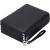 BTSKY 200 Slots Colored Pencil Organizer – Deluxe PU Leather Pencil Case Holder With Removal Handle Strap Pencil Box Large for Colored Pencils Watercolor Pencils White Marble(Black)