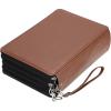 BTSKY 200 Slots Colored Pencil Organizer – Deluxe PU Leather Pencil Case Holder With Removal Handle Strap Pencil Box Large for Colored Pencils Watercolor Pencils White Marble(Brown)