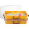 BTSKY 2PCS 15 Inch Plastic Sand Tray with Handle & Clear Lid, Portable Sensory Bin Sand Box with Bright Color, Plastic Sandbox Toy Storage Box for Indoor Outdoor Sensory Activities Play (Pink)(Yellow)