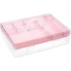 BTSKY 2-Tier Cute Bear Storage Box with Removable Divided Tray Portable Clear Plastic Art Craft Supply Organizer Stackable Home Office Supplies Storage Container for Pens Notes A4 papers etc (Clear)(Pink)