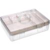 BTSKY 2-Tier Cute Bear Storage Box with Removable Divided Tray Portable Clear Plastic Art Craft Supply Organizer Stackable Home Office Supplies Storage Container for Pens Notes A4 papers etc (Clear)(Coffee)