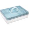 BTSKY 2-Tier Cute Bear Storage Box with Removable Divided Tray Portable Clear Plastic Art Craft Supply Organizer Stackable Home Office Supplies Storage Container for Pens Notes A4 papers etc (Clear)(Blue)