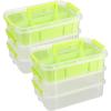 BTSKY 3 Layer Stack & Carry Box, Plastic Multipurpose Portable Storage Container Box Handled Organizer Storage Box with Removable Tray for Organizing Sewing, Art Craft, Supplies Blue(Green)