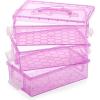 BTSKY 3 Layers Cute Dolphin Clear Plastic Pencil Box – Multipurpose Pencil Case Craft Storage Container with 1 Lid & Handle,Easy Carry & Stack Crayon Boxes Office Supplies Storage Organizer,Clear Pink(Clear Purple)