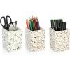 BTSKY 3 Pack Pen Holder Stand for Desk, Terrazzo Pencil Holder Cup, Office Stationery Organizer, Desk Organizer Makeup Brush Holder for Home, Office, USTRAM-83757