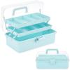 BTSKY 3-Layer Plastic Dividing Storage Craft Organizer with Adjustable Spacers and Portable Handled Multipurpose Home Utility Box for Medicine, Sewing and Art Supply(Blue)