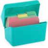 BTSKY 4 Pack 4 x 6 inch Index Card Box – Index Card Holder Notecard Box Recipe Organizer Plastic Storage Organizer for Filling Recipe Cards, Notes, Flashcards, Recipes, 4 Colors(Not Include Cards)(Green)