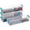 BTSKY 4 Pack Extra Long Plastic Pencil Box- Stackable Stationery Supplies Organizer Box, Clear Plastic Pencil Case, Large Capacity Storage Case for Pens, Markers, Crayons, Art Tools – Green Clip(Green-4 Pack)