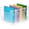 BTSKY 4 Pack Scrapbook Paper Storage Box with Wheels, Plastic Storage Organizer for 12″ x 12″ Scrapbook Papers, Portable File Organizer with Built-in Handle, Functional Magazine Holder Paper Rack