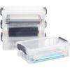 BTSKY 4 Pack Translucent Clear Office Supplies Extra Large Capacity Plastic Pencil Box Durable Storage Organizer for Pens Pencils Markers Erasers Tape etc with Grey Buckle