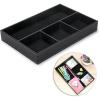 BTSKY 4 slots Desk Drawer Organizer, PU Leather Drawer Storage Organizer Divider for Office Desk Supplies Value Collection and Accessories Multi-Purpose Storage Desktop Organizer Tray(Black)(Black)