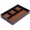 BTSKY 4 slots Desk Drawer Organizer, PU Leather Drawer Storage Organizer Divider for Office Desk Supplies Value Collection and Accessories Multi-Purpose Storage Desktop Organizer Tray(Black)(Brown)