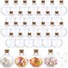 BTSKY 45 Pcs 2.5 oz Plastic Mini Potion Bottles Small Jars with Cork Lids DIY Decoration Clear Sand Art Bottles Tiny sand Jars Wishing/Message Bottle for Halloween Decorations, Wedding/Party Favors(30pcs-Ball Shape)