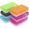BTSKY 6 Pack Multipurpose Utility Box- Large Capacity Pencil Box with Lid Snap Closure Pencil Holder for Organize and Carry Pencils Watercolor Pens Stationery Office Supplies Organizer Blue(Colorful)