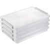 BTSKY A4 Plus Clear Transparent PP Plastic Stackable Storage Box Desk Paper Magazine Container with Buckle, Office Supplies Accessories File Protector Case Organizer, Portable Project Case(4)
