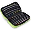 BTSKY Art Marker Carrying Case Lipstick Organizer-60 Slots Canvas Zippered Markers Storage for Touch Spectrum Noir Paint Sharpie Markers, Empty Wallet Only (Black)(Green)