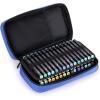 BTSKY Art Marker Carrying Case Lipstick Organizer-60 Slots Canvas Zippered Markers Storage for Touch Spectrum Noir Paint Sharpie Markers, Empty Wallet Only (Black)(Blue)