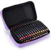 BTSKY Art Marker Carrying Case Lipstick Organizer-60 Slots Canvas Zippered Markers Storage for Touch Spectrum Noir Paint Sharpie Markers, Empty Wallet Only (Black)(Purple)