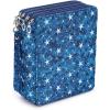 BTSKY Colored Pencil Case- 160 Slots Pencil Holder Pen Bag Large Capacity Pencils Organizer with Handle Strap Handy Colored Pen Box with Printing Pattern Blue Star