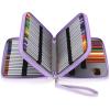 BTSKY Deluxe PU Leather Pencil Case For Colored Pencils – 120 Slot Pencil Holder with Handle Strap Handy Colored Pencil Box Large(Green)(Purple)