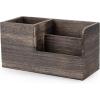 BTSKY Desk Pen Pencil Holder Retro Wood Multi-Function Desk Stationery Organizer Storage Box Pen/Pencil, Business Name Cards Remote Control Holder Office Home Accessories Organizer Vintage Brown(Brown Wooden)