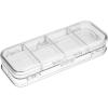 BTSKY Double Deck Pencil Box – Clear Plastic Stationery Case With 4 Removable Ruler Dividing Spacers, 6 Compartments for Pencils, Erasers, Clips – Multi-grid Home Utility Storage(Clear)