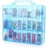 BTSKY Double Sided Toy Storage Organizer with 48 Compartments, Toy Organizer Carrying Case for Hot Wheels Car, Matchbox Cars, Mini Toys, Small Dolls, and more Mini Cars Collection(Clear)(Blue)