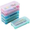 BTSKY Large Capacity Pencil Box, Office Supplies Storage Organizer Box, Brush Painting Pencils Storage Box Watercolor Pen Container Drawing Tools Colorful(Rose+Blue+Green)